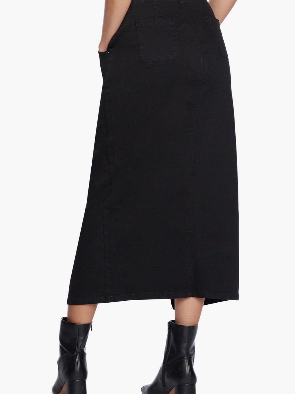 Wash Lab, Denim Daily Slit Midi Pencil Skirt, Black, 29 - Picture 2 of 7